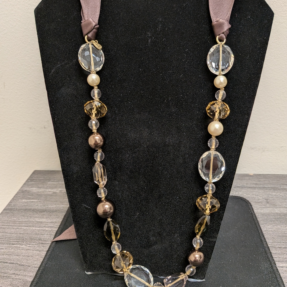 Stella & Dot Gold and Brown Beaded Necklace